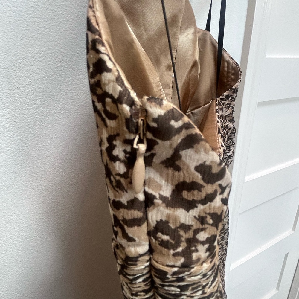 Silk Chiffon Leopard Print Halter Dress Y2K - Picture 8 of 8
